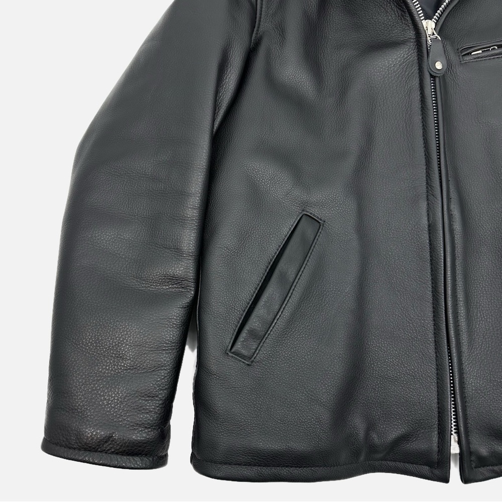Schott NYC Black Leather Jacket Size 40/Medium - Made in USA - Picture 4 of 15